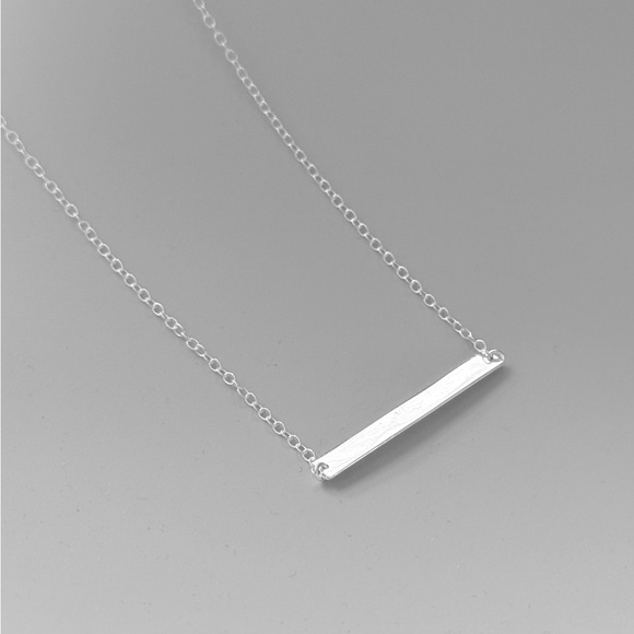 925 Sterling Silver Polished Bar Necklace! NEW! - Picture 3 of 6